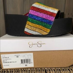Jessica Simpson Multicolor Glitter Slides